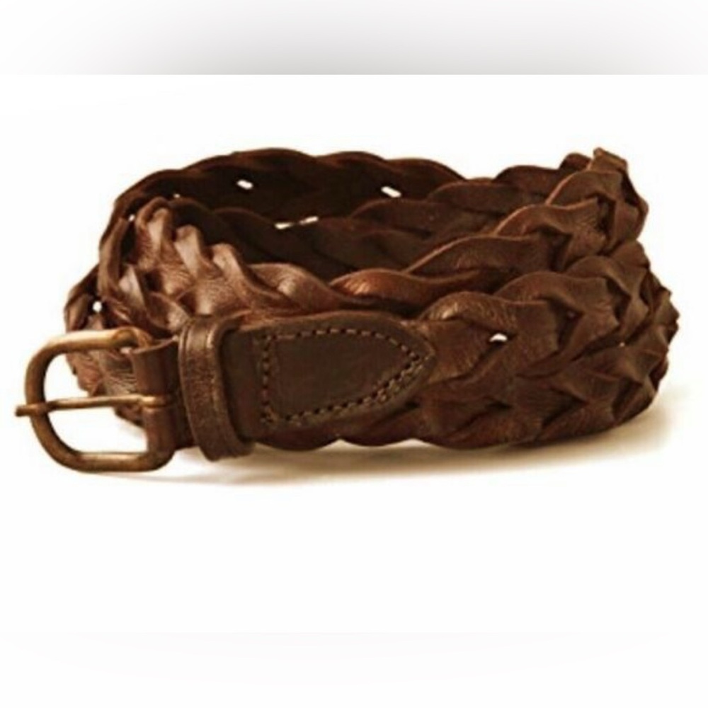 Motif56 “LEEORA” Genuine leather braided belt in Chocolate Brown, small, medium